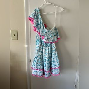 Lilly Pulitzer One Shoulder PomPom Dress Size Large